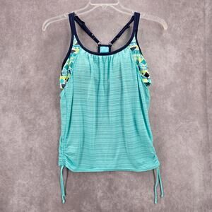 ZeroXposur Blue Stripe‎ Sports Bra Padded Swimwear Tankini Tank Top Medium M